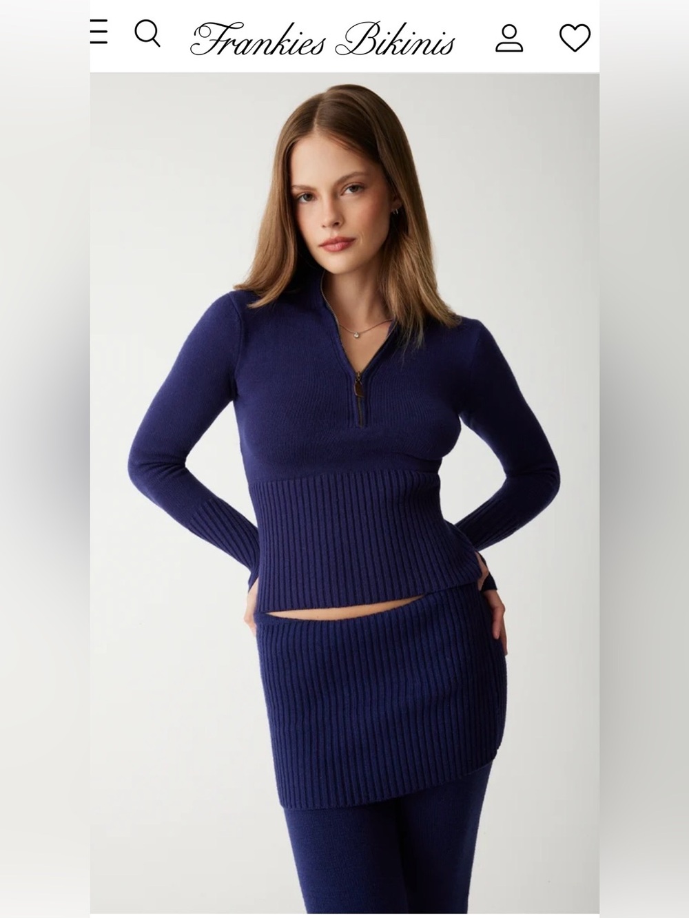 EUC Frankie's Bikinis Maverick Cloud Knit Half-Zip Sweater in Luna Blue XXL
